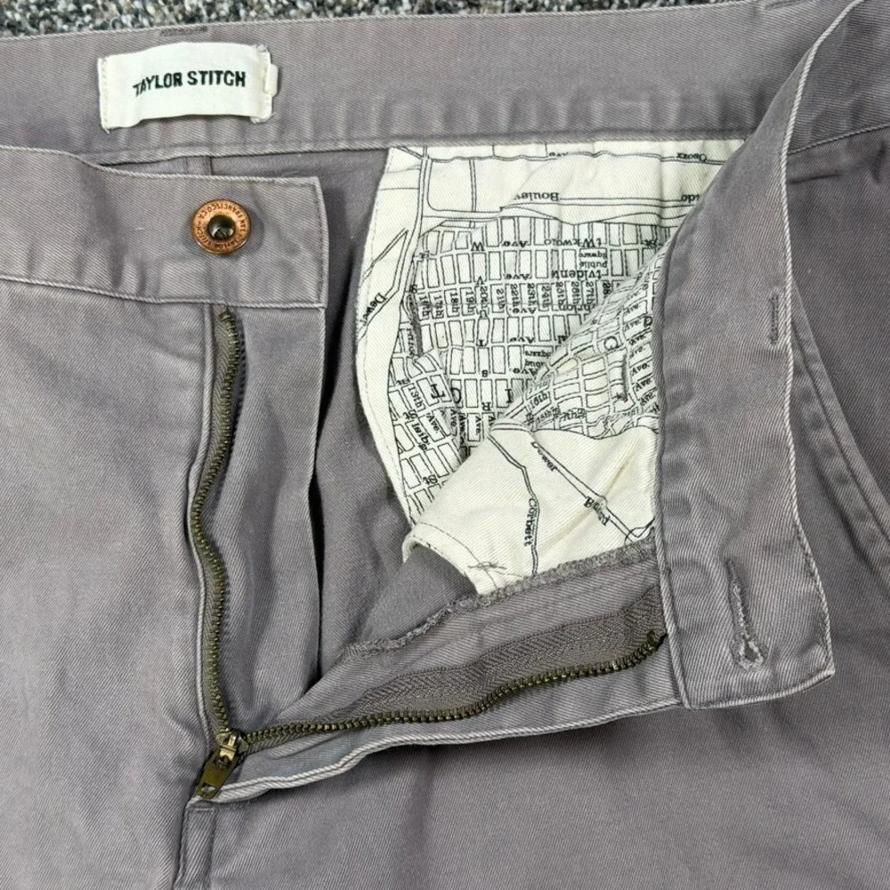 Taylor Stitch Slim Fit Chino Pants Men 32 Dusty Purple Light Grey Organic Cotton
